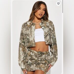 Brand New Fashion Nova two piece camo skirt set